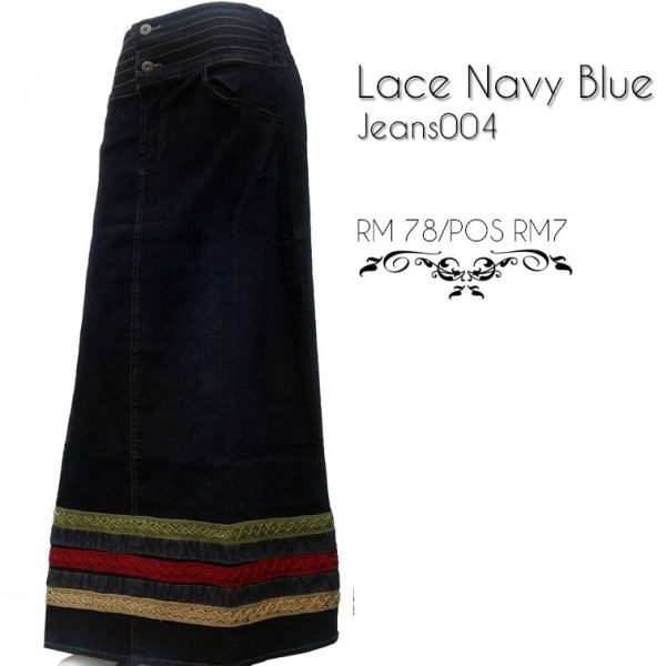 Lace Navy Blue Jeans  J-04